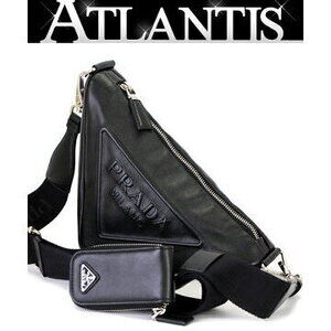 Prada Triangle Shoulder Bag Black Leather